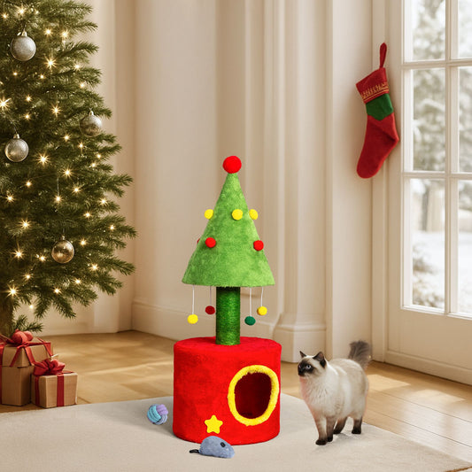 30in Cat Scratching Post with Cat House for Indoor Kitten