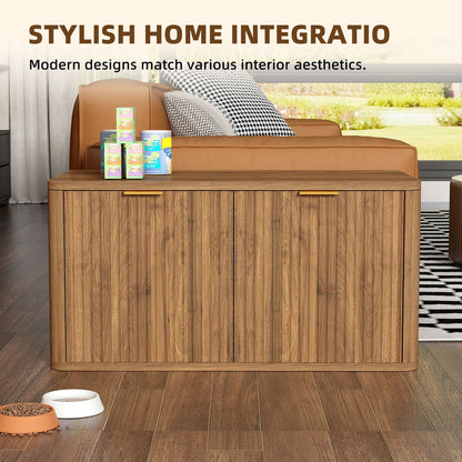 31.5" Walnut Cat Litter Box Enclosure Furniture, Large Decorative