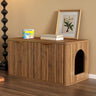 31.5" Walnut Cat Litter Box Enclosure Furniture, Large Decorative