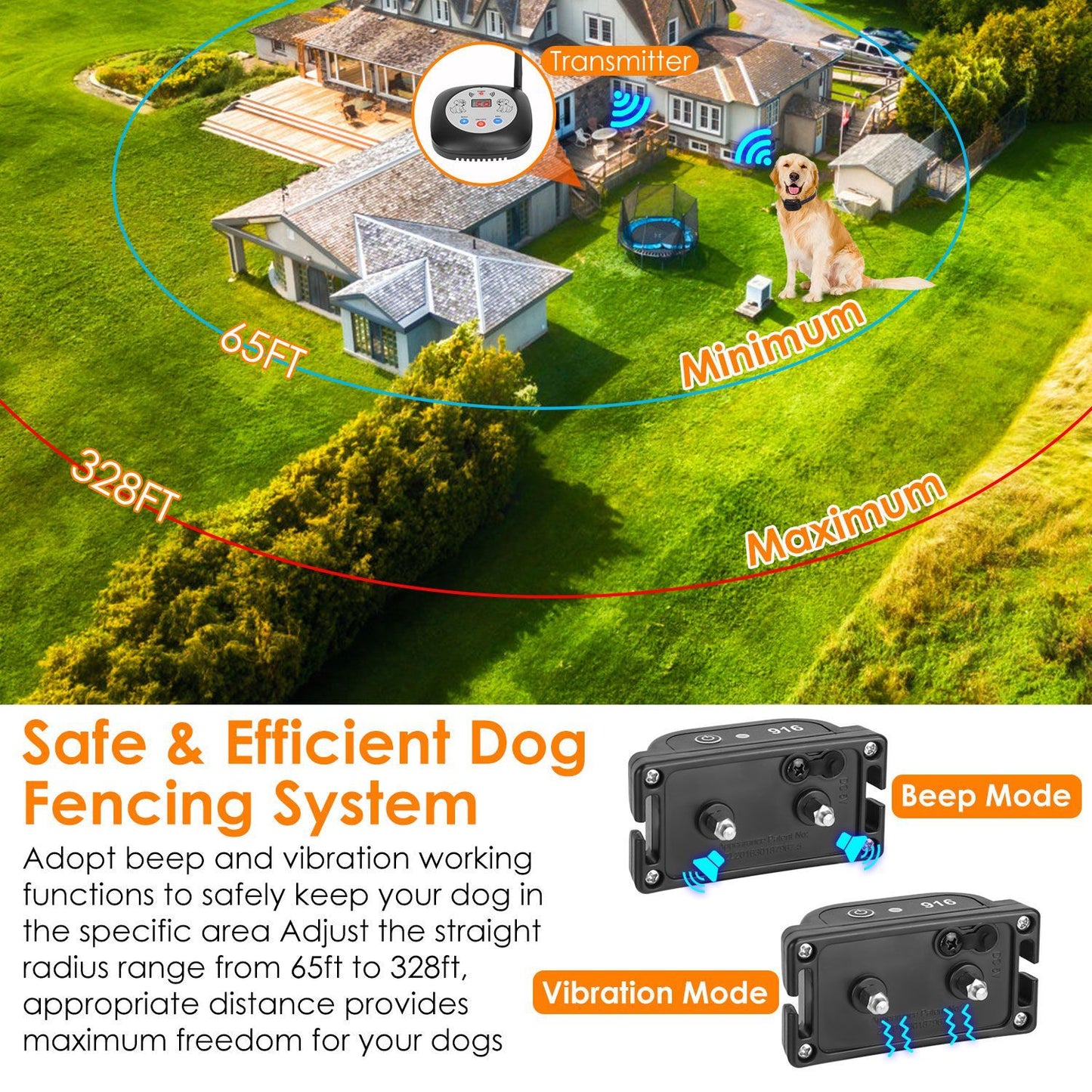 328FT Electric Wireless Dog Fence System with GPS Location Monitor