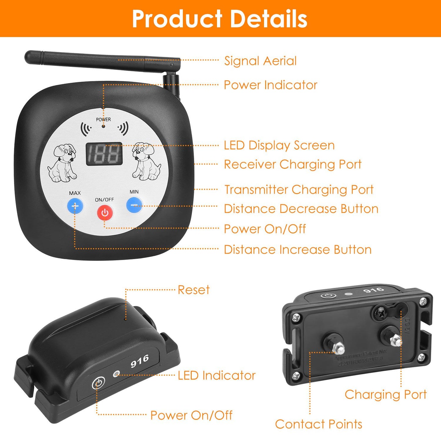 328FT Electric Wireless Dog Fence System with GPS Location Monitor