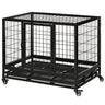 36" Heavy Duty Dog Crate with Removable Tray, Lockable Wheels
