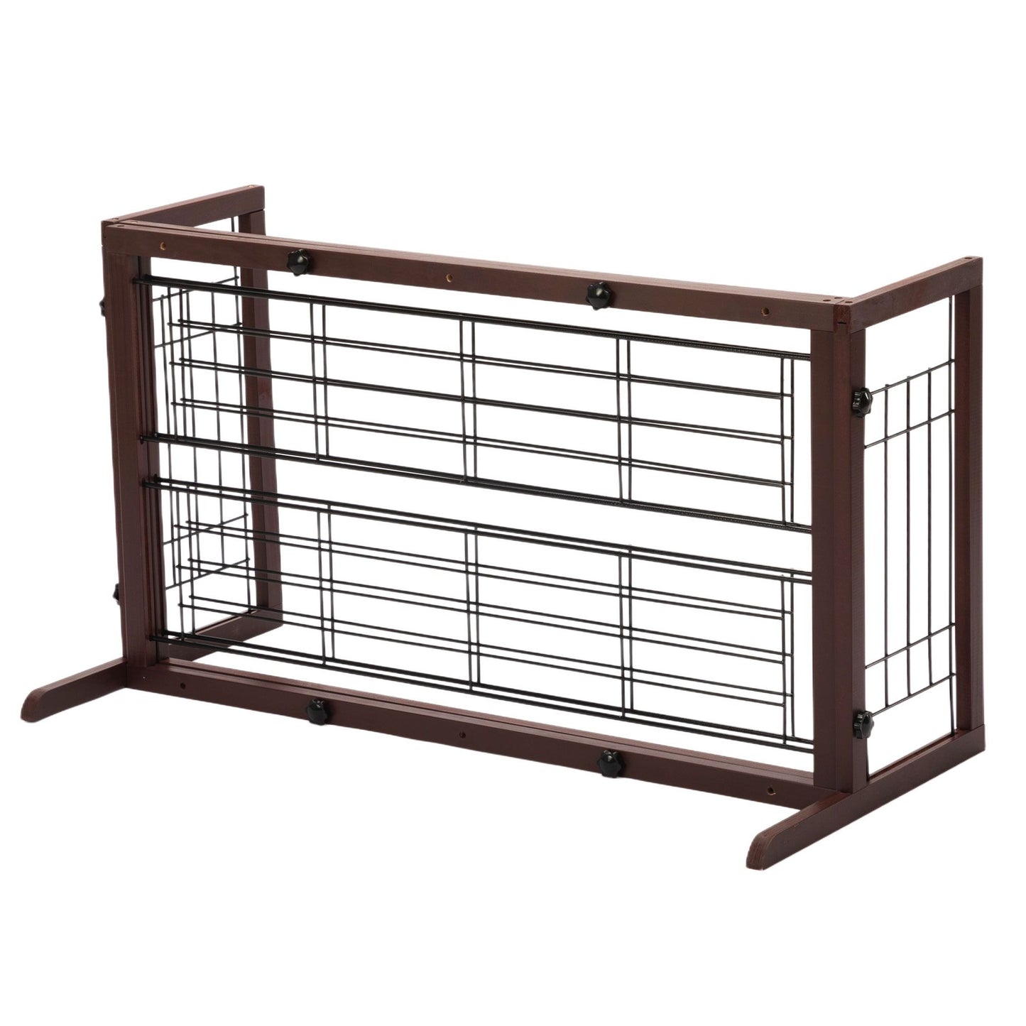 Adjustable Wooden Pet Gate for Dogs, Indoor Freestanding Dog Fence