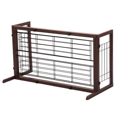 Adjustable Wooden Pet Gate for Dogs, Indoor Freestanding Dog Fence