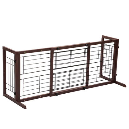 Adjustable Wooden Pet Gate for Dogs, Indoor Freestanding Dog Fence