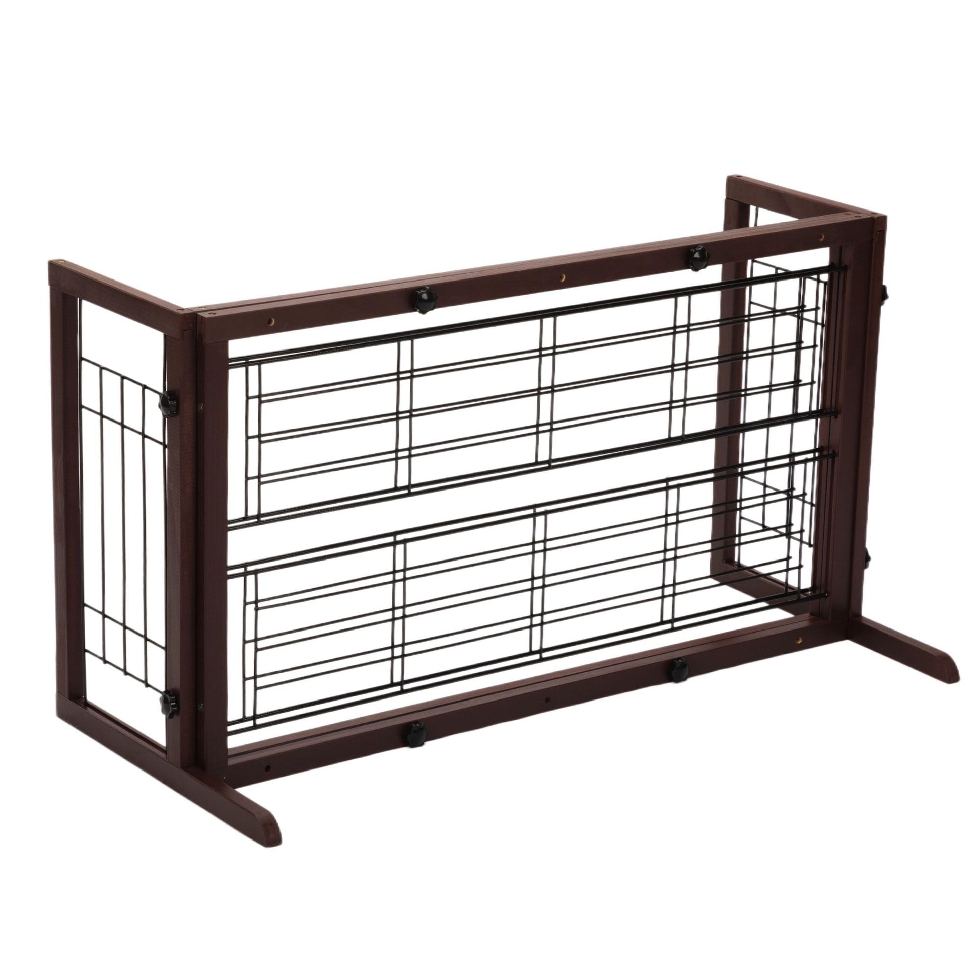 Adjustable Wooden Pet Gate for Dogs, Indoor Freestanding Dog Fence