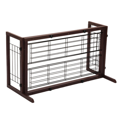 Adjustable Wooden Pet Gate for Dogs, Indoor Freestanding Dog Fence