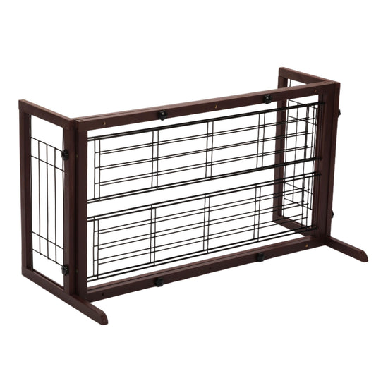 Adjustable Wooden Pet Gate for Dogs, Indoor Freestanding Dog Fence