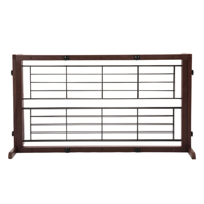 Adjustable Wooden Pet Gate for Dogs, Indoor Freestanding Dog Fence
