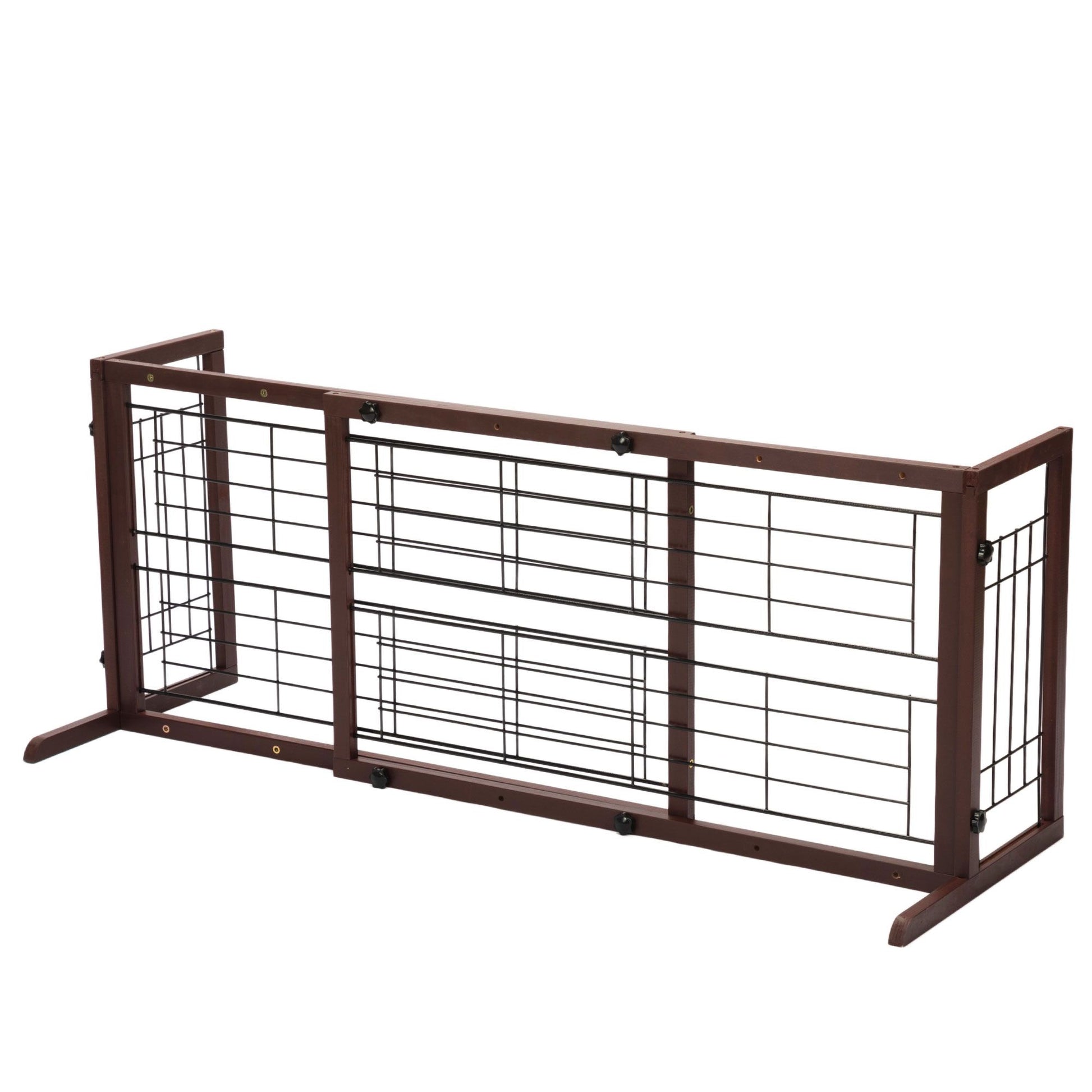Adjustable Wooden Pet Gate for Dogs, Indoor Freestanding Dog Fence