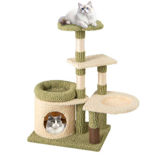 Inch Tall Multi-Level Aesthetic Kitten Tower with Condo and Bed