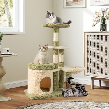 Inch Tall Multi-Level Aesthetic Kitten Tower with Condo and Bed