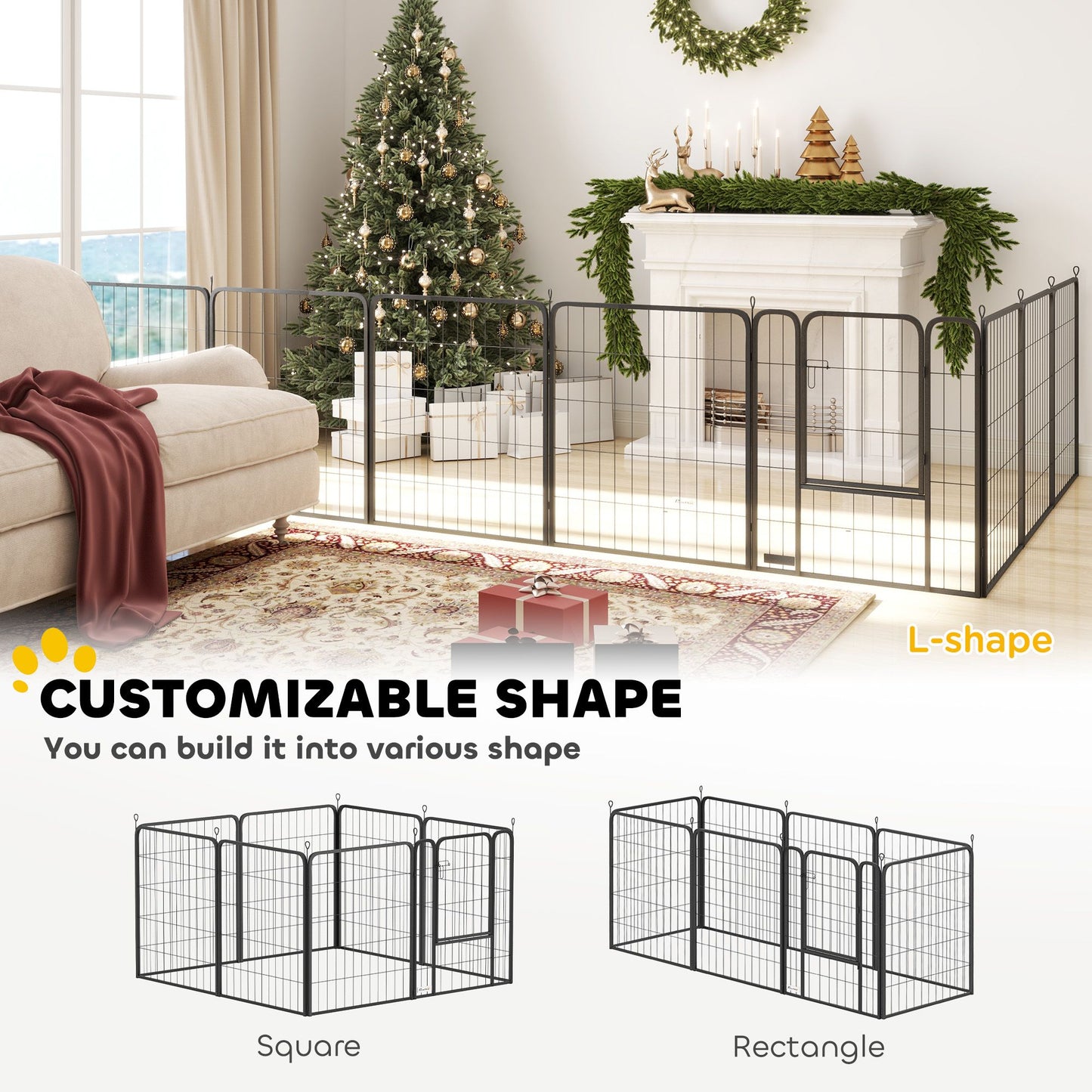 Inch Exercise Pen, Heavy Duty Dog Playpen, 8 Panel Metal Pet Fence