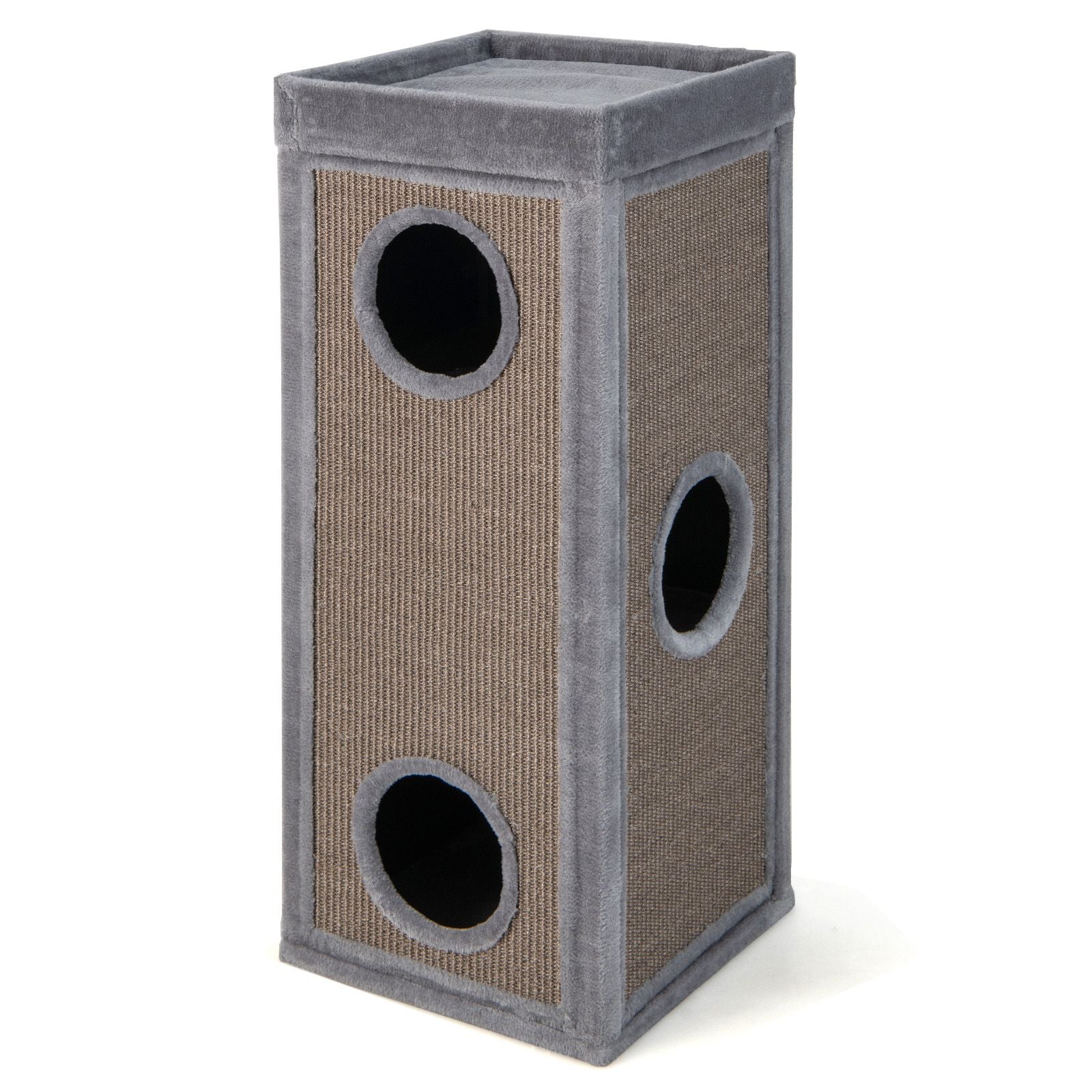 Inch Tall Cat Condo with Scratching Posts and 3 Hideaways and 4