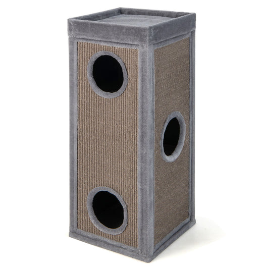 Inch Tall Cat Condo with Scratching Posts and 3 Hideaways and 4