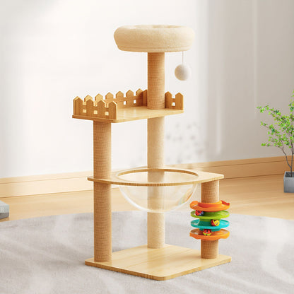39.3" Modern Cat Tower, Wood Cat Tree Tower for Indoor Cats, Cat
