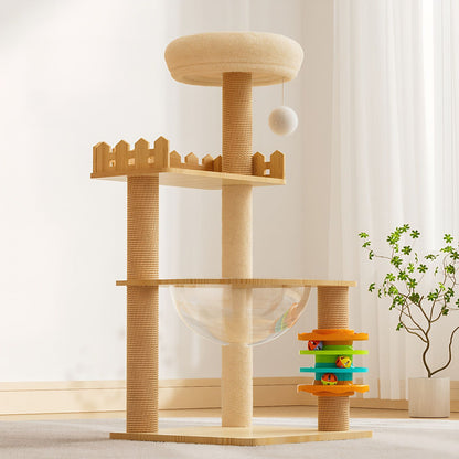 39.3" Modern Cat Tower, Wood Cat Tree Tower for Indoor Cats, Cat
