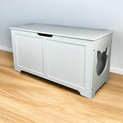 39.4" Top Open Cat Litter Box Enclosure Furniture, Cat Washroom