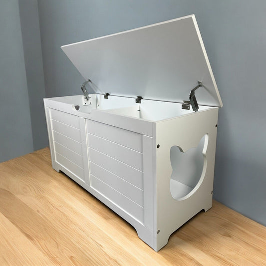 39.4" Top Open Cat Litter Box Enclosure Furniture, Cat Washroom