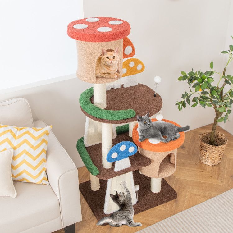 4-in-1 Cat Tree with 2 Condos and Platforms for Indoors