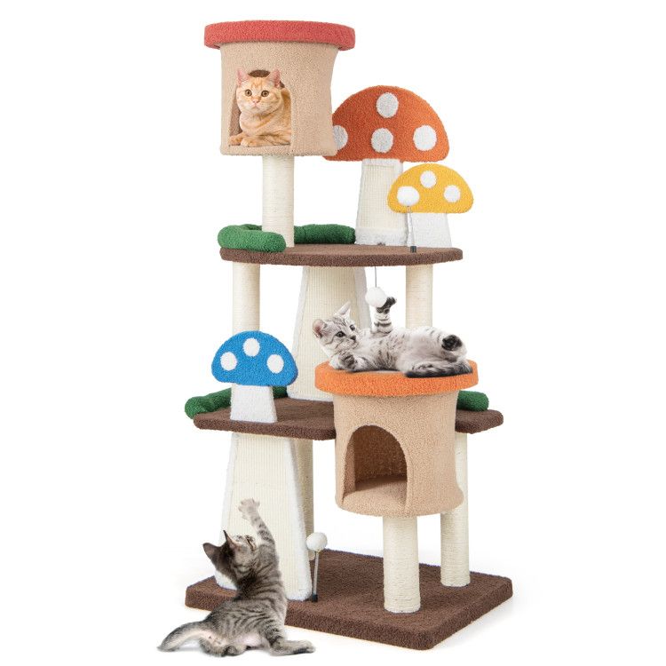 4-in-1 Cat Tree with 2 Condos and Platforms for Indoors