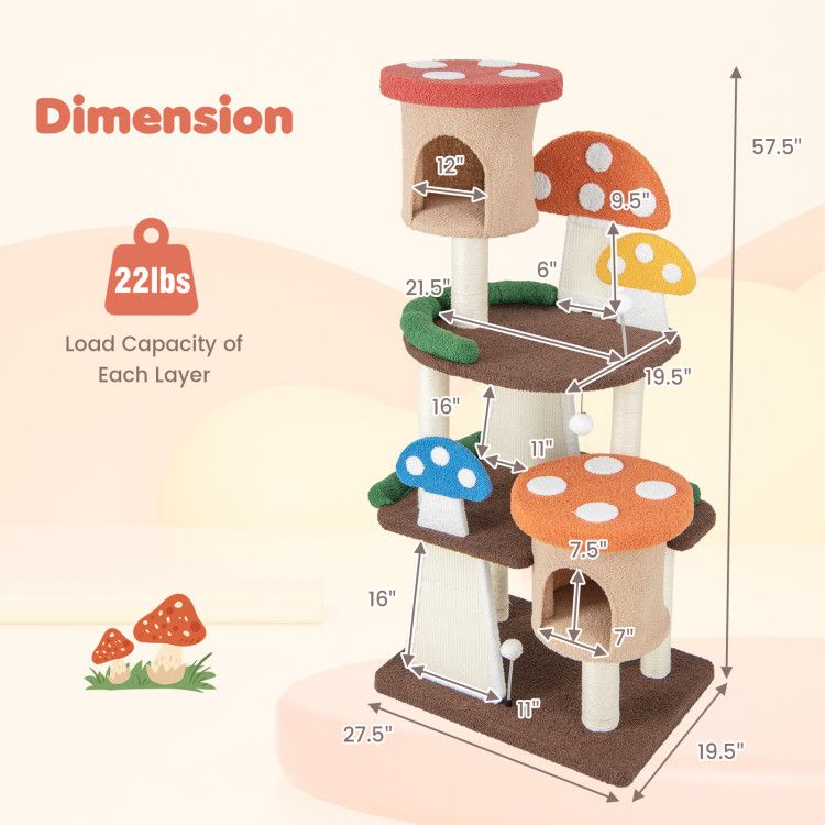 4-in-1 Cat Tree with 2 Condos and Platforms for Indoors