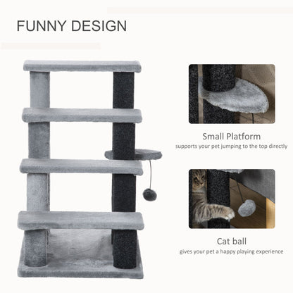 4-Level Cat Stair & Dog Stairs, Kitten Tree Climber, with Hanging