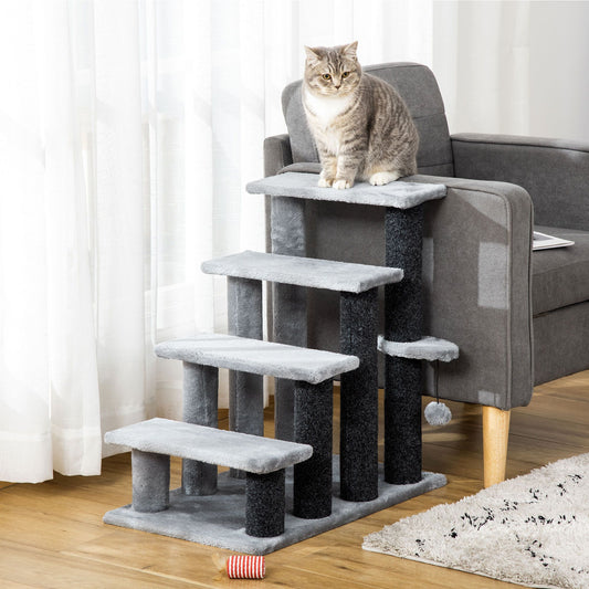 4-Level Cat Stair & Dog Stairs, Kitten Tree Climber, with Hanging