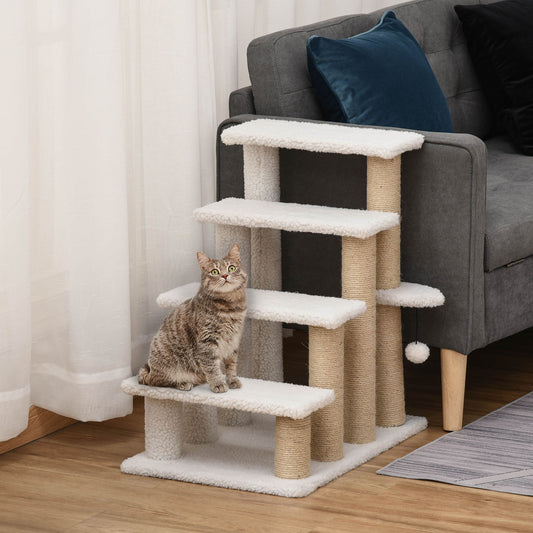 4-Level Pet Stairs Cat Steps Carpeted Ladder Ramp Kitten Tree