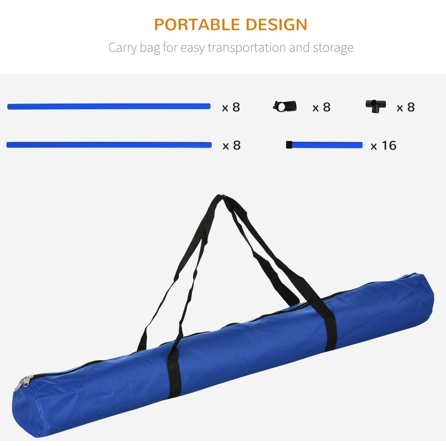 Piece Dog Agility Starter Kit, Adjustable Jump Bars, Carry Bag, Blue
