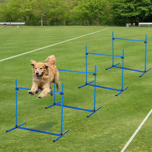 Piece Dog Agility Starter Kit, Adjustable Jump Bars, Carry Bag, Blue