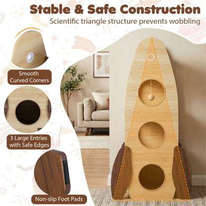 4-Tier Rocket Shape Cat Tree with 2-Tier Condo Sisal Scratch Pad