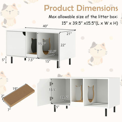 Inch Cat Litter Box Enclosure for 2 Cats Hidden Cat Washroom