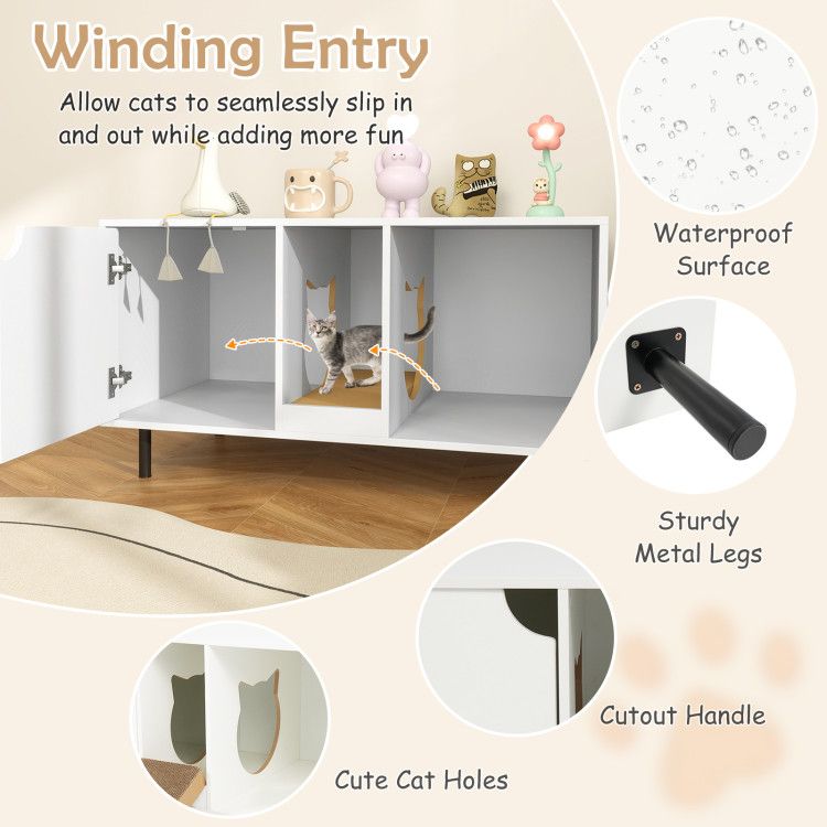 Inch Cat Litter Box Enclosure for 2 Cats Hidden Cat Washroom