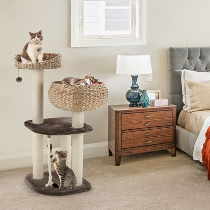 Inch Rattan Cat Tree with Napping Perch