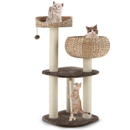 Inch Rattan Cat Tree with Napping Perch
