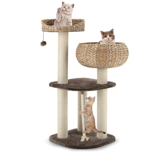 Inch Rattan Cat Tree with Napping Perch
