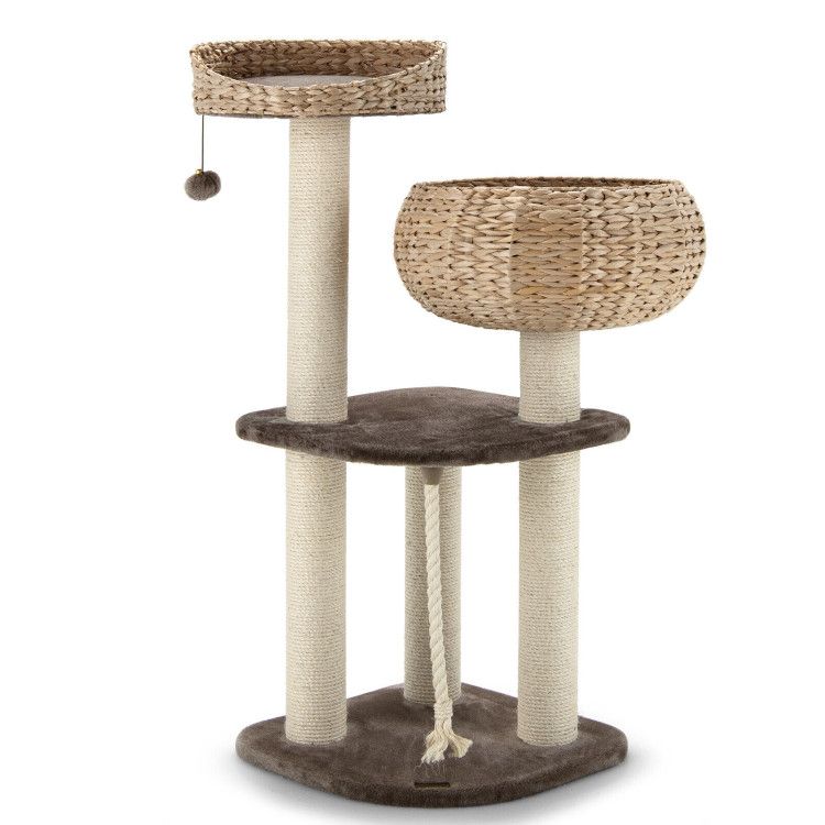 Inch Rattan Cat Tree with Napping Perch