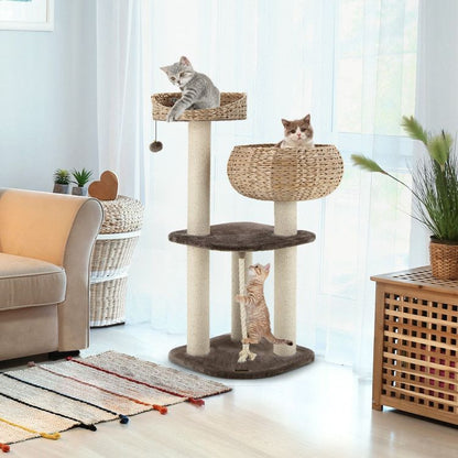 Inch Rattan Cat Tree with Napping Perch