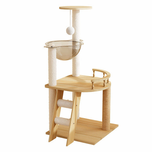 41.3" Modern Cat Tower, Wood Cat Tree Tower for Indoor Cats, Cat