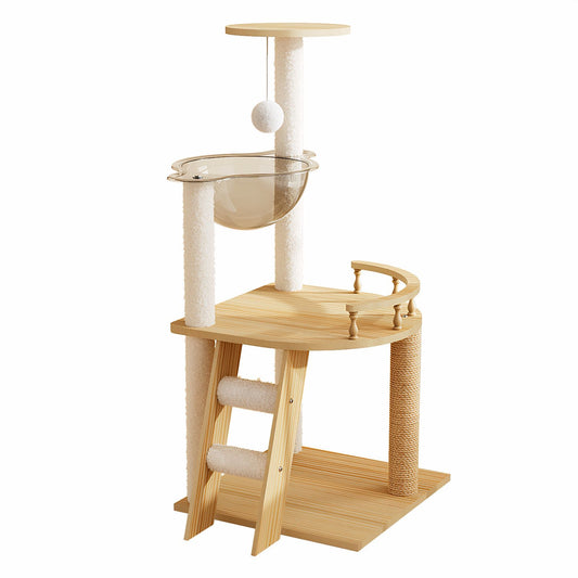 41.3" Modern Cat Tower, Wood Cat Tree Tower for Indoor Cats, Cat