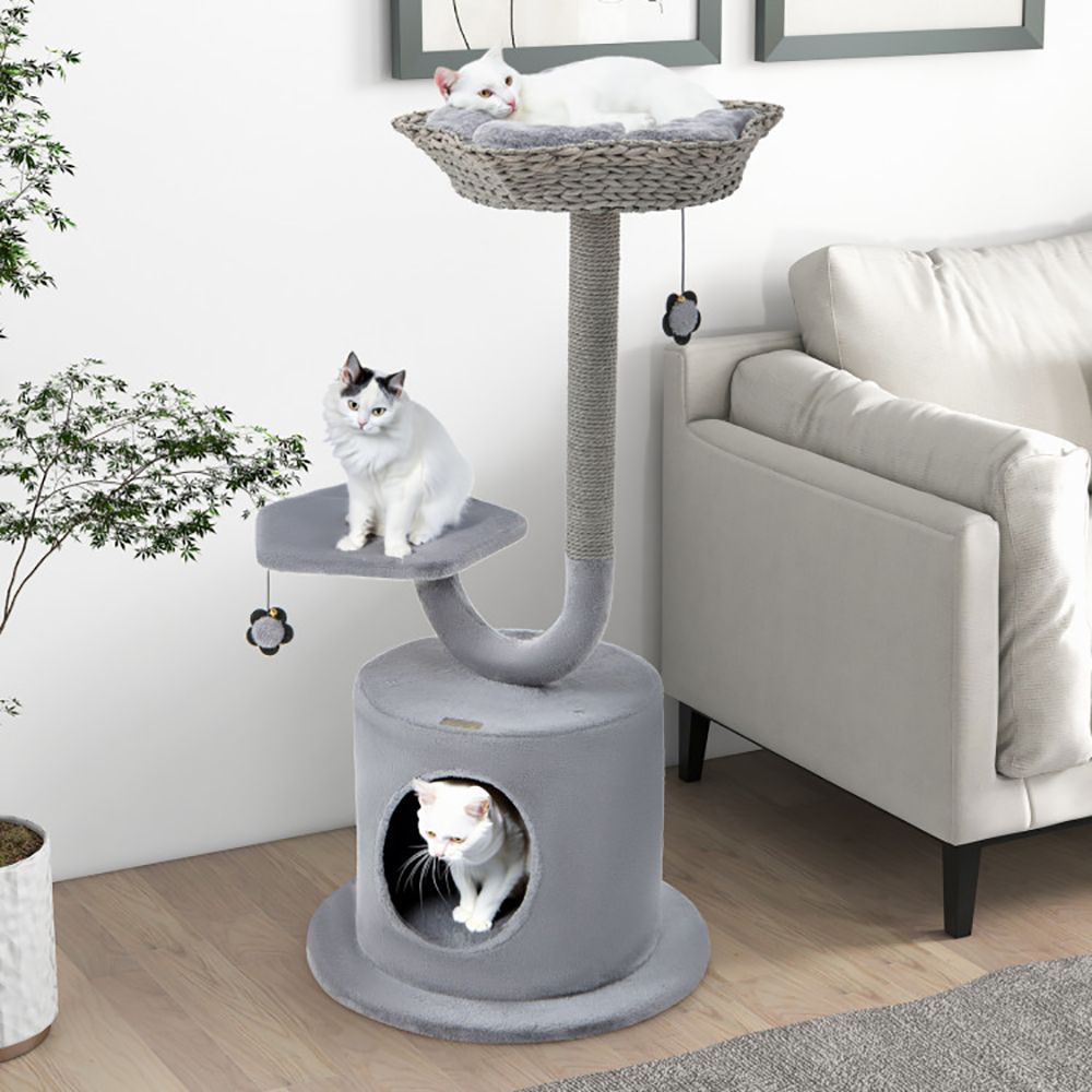Inch Cat Tower with Curved Metal Supporting Frame