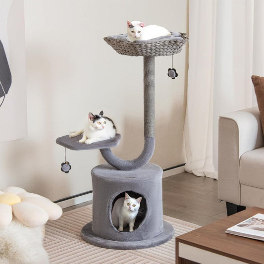 Inch Cat Tower with Curved Metal Supporting Frame