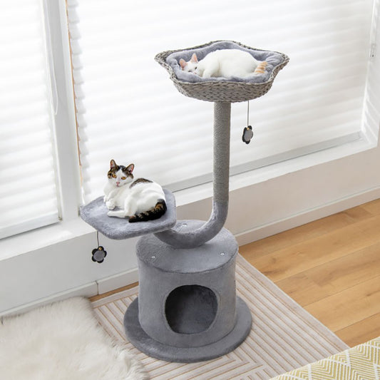 Inch Cat Tower with Curved Metal Supporting Frame