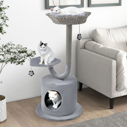 Inch Tall Cat Tower with Curved Metal Supporting Frame