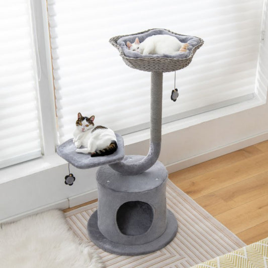 Inch Tall Cat Tower with Curved Metal Supporting Frame