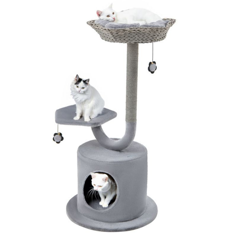 Inch Tall Cat Tower with Curved Metal Supporting Frame