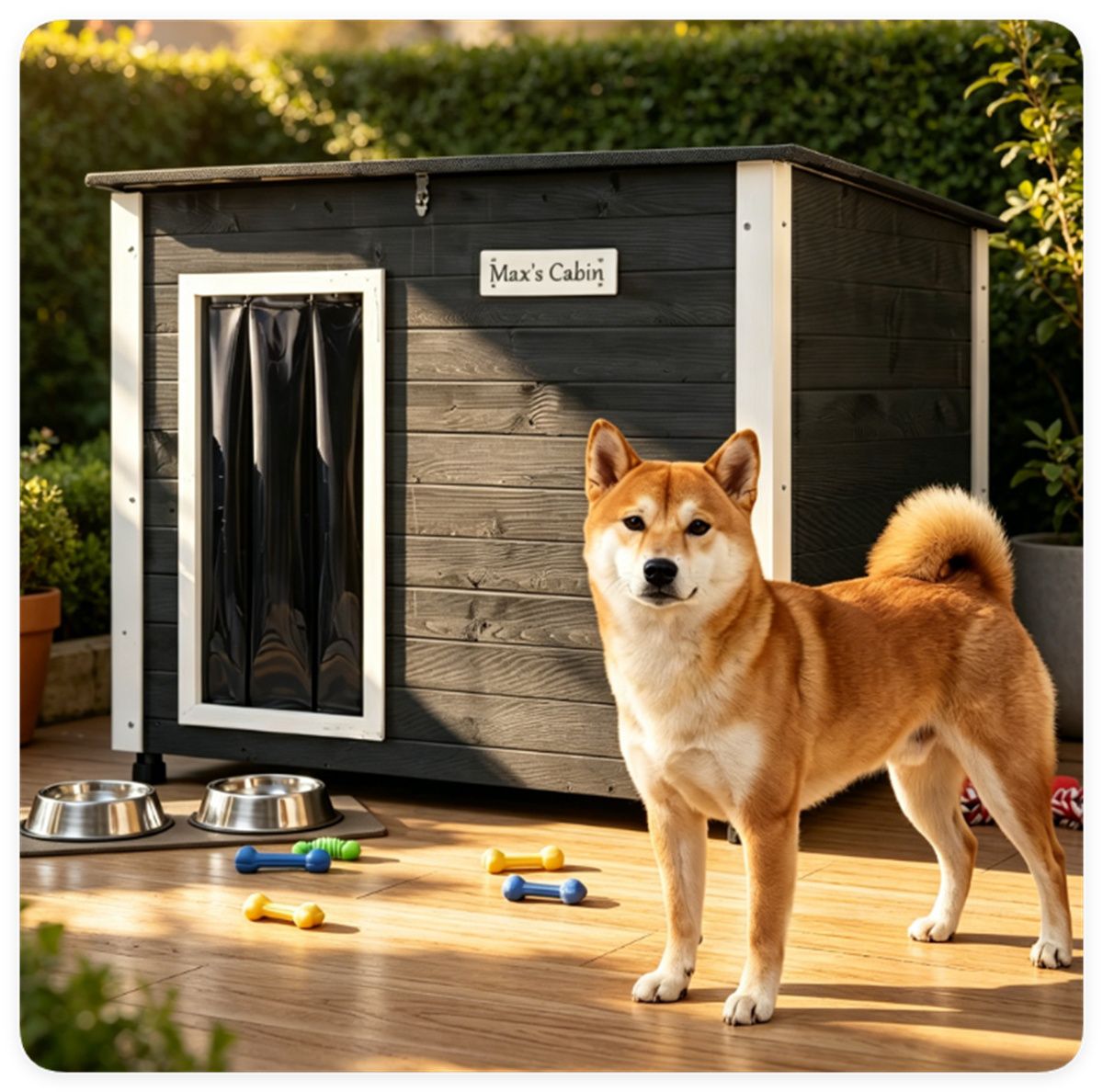 42.5 X 33.5" Outdoor Dog House with Sloped Asphalt Roof, Elevated