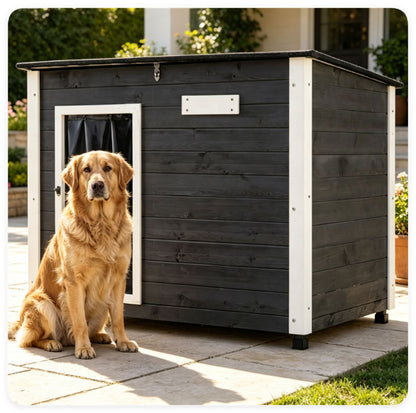 42.5 X 33.5" Outdoor Dog House with Sloped Asphalt Roof, Elevated
