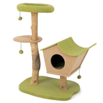 Inch Wooden Cat Tree with Padded Top Perch